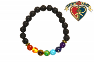 Chakra Stone and Lava Bead Diffuser Bracelet