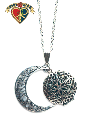 Silver Filigree Moon Diffuser Necklace