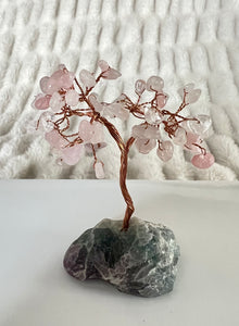 Rainbow Fluorite & Rose Quartz Money Tree